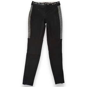 FOREVER 21 Black athletic leggings with logo waistband and ankle zippers S